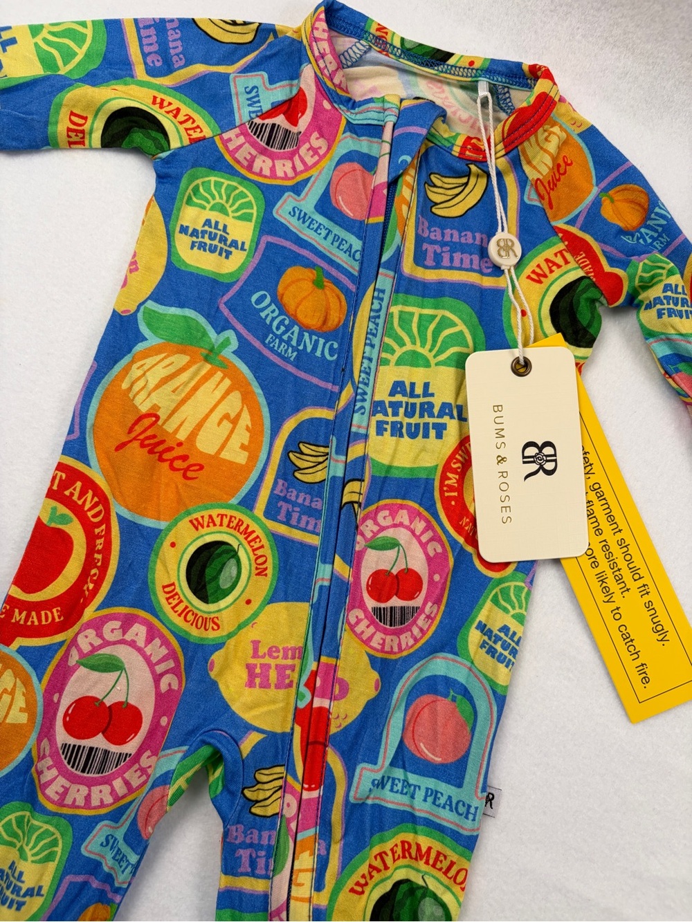 NWT Bums & Roses Peel Me Later Zippered Footie Romper 3-6 Months